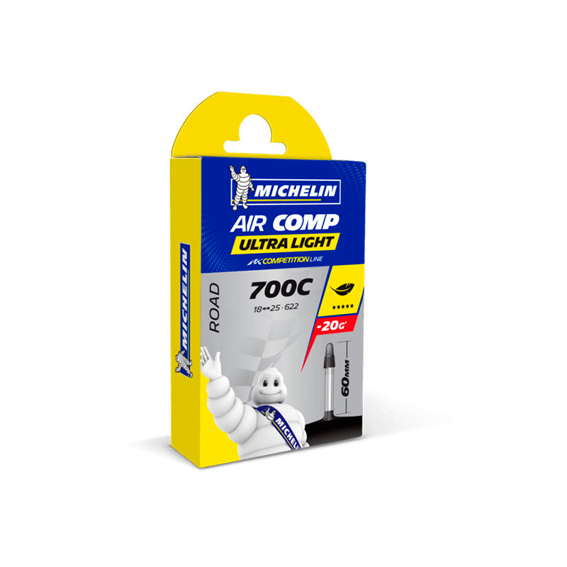 MICHELIN | Cámara Aircomp Ultralight 700x18-23 Válvula Presta 60 mm