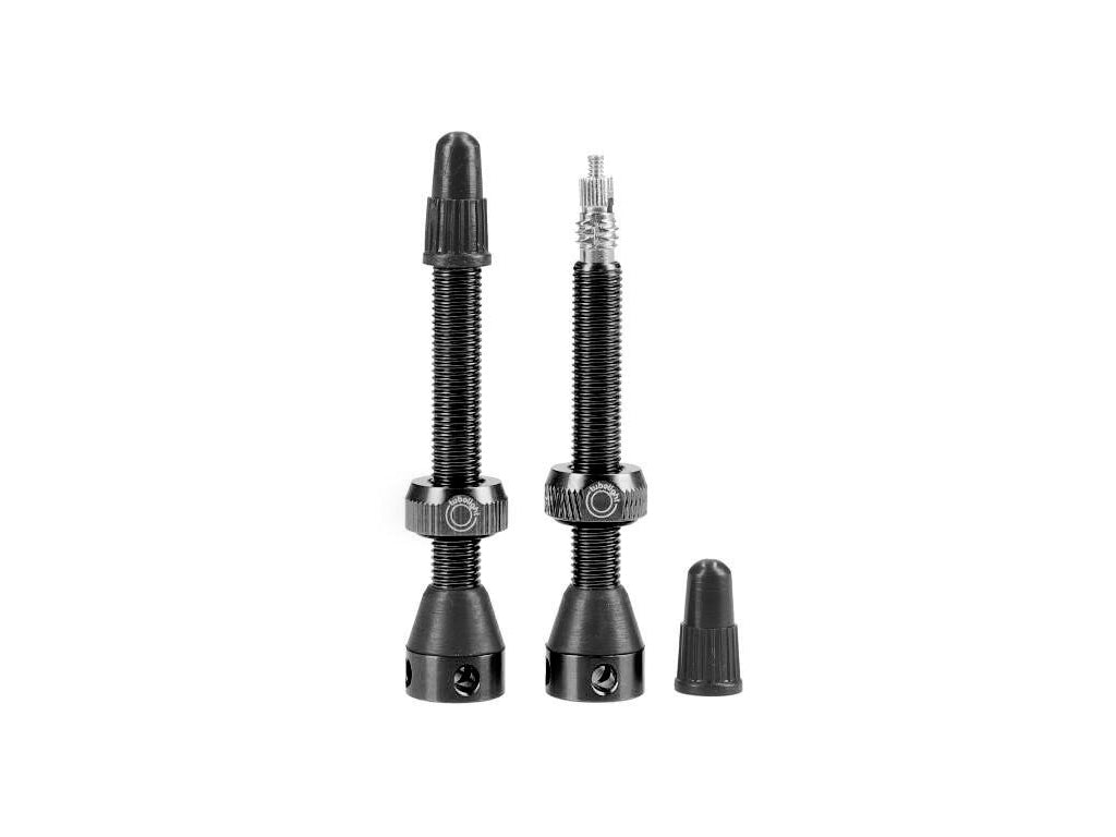 TUBOLIGHT | Válvula Tubeless Aluminio 50mm Negro Side holes (par)