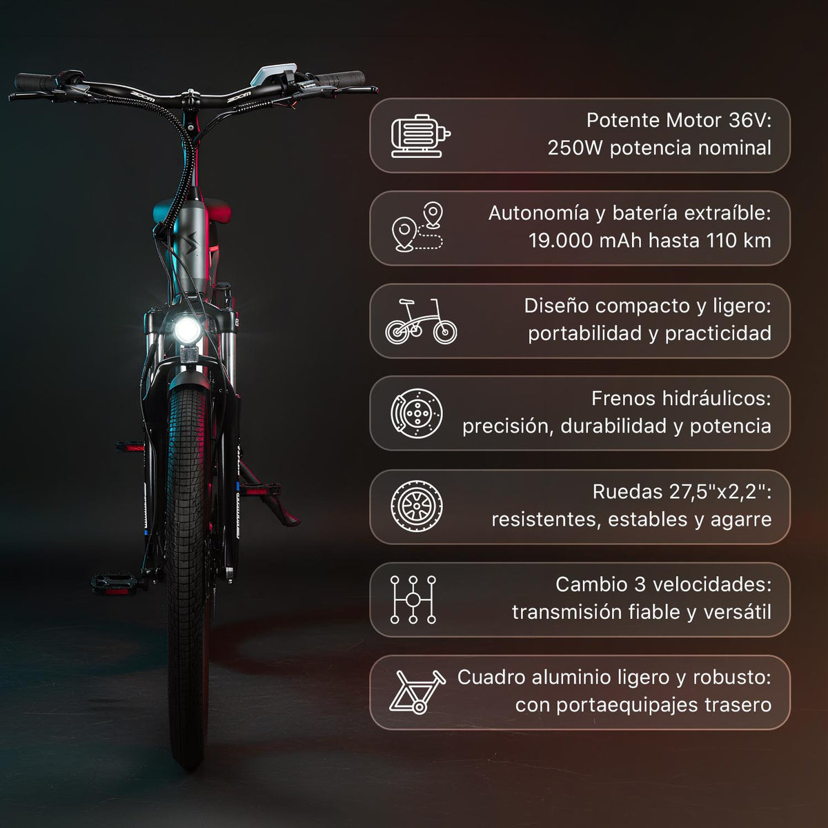 SMARTGYRO | Bicicleta eléctrica NÓMADA -titán