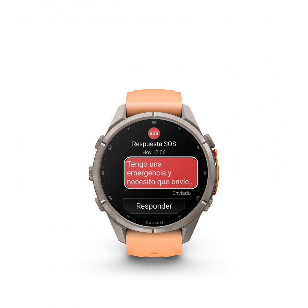 GARMIN |  Fenix 9 Pro_inReach 43mm Amoled Titanio correa de silicona -salmón naranja