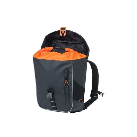 BASIL | Alforja Miles Tarpaulin Negro/Naranja 17L