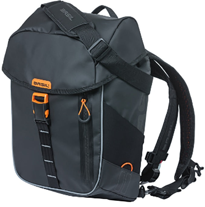 BASIL | Alforja Miles Tarpaulin Negro/Naranja 17L