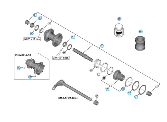 SHIMANO | Eje Completo Buje Trasero FH-M8110B 148mm