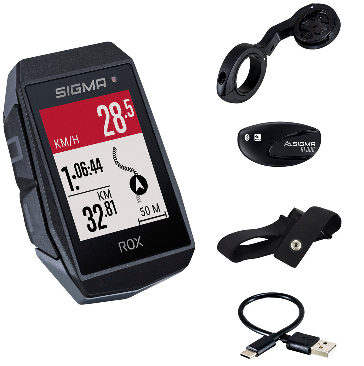 SIGMA | Set HR Ciclocomputador ROX 11.1 EVO Negro