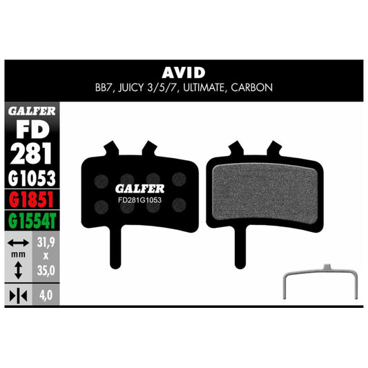 GALFER | Pastillas de Freno STANDARD compatible Avid (FD281G1053)