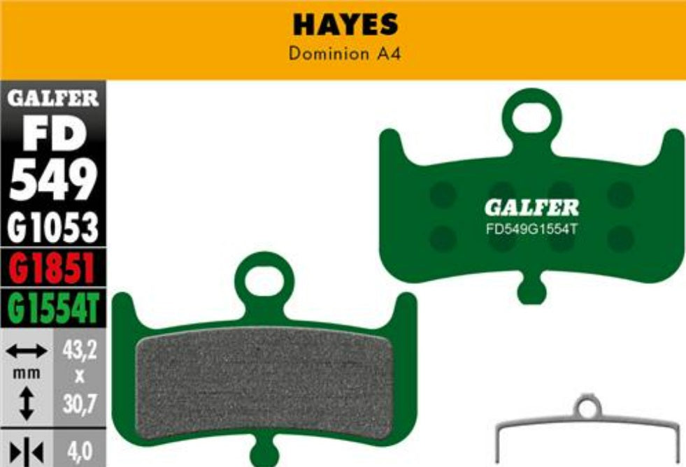 GALFER | Pastillas de Freno PRO compatible Hayes (FD549G1554T)