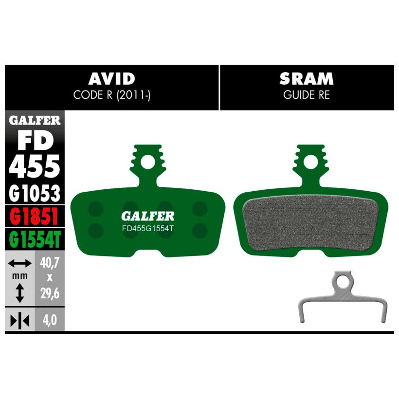 GALFER | Pastillas de Freno PRO compatible Avid-Sram (FD455G1554T)
