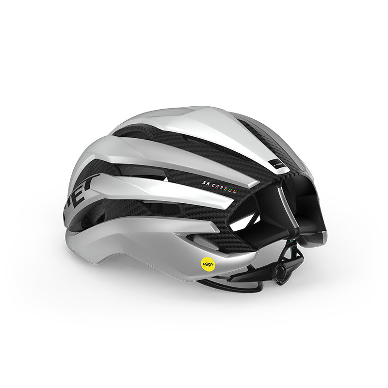 MET | Casco de Ciclismo TRENTA 3K CARBON Mips blanco-plata