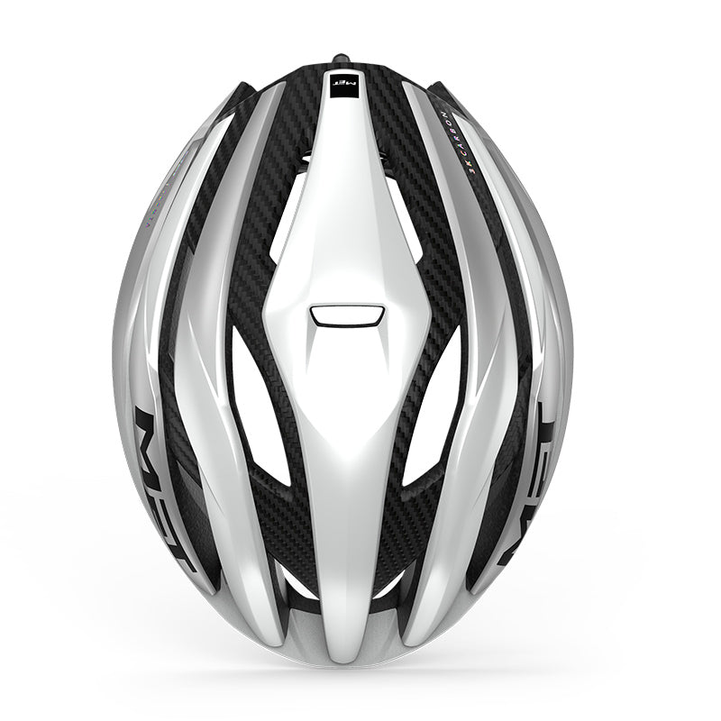MET | Casco de Ciclismo TRENTA 3K CARBON Mips blanco-plata
