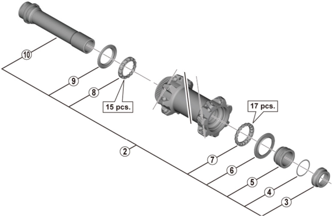 SHIMANO | Eje Completo Buje Delantero DEORE XT M8100 F15/B275