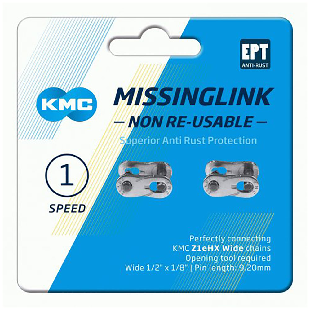 KMC | 2 Enganches de Cadena Z1EHX NR EPT e-Bike 1/2x1/8 Ancha Plata
