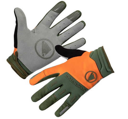 ENDURA | Guantes Largos Cortavientos SingleTrack (Verde/Naranja)