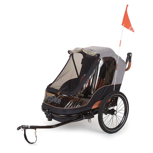 BOBIKE | Remolque Niño 2 en 1 Biplaza -gris