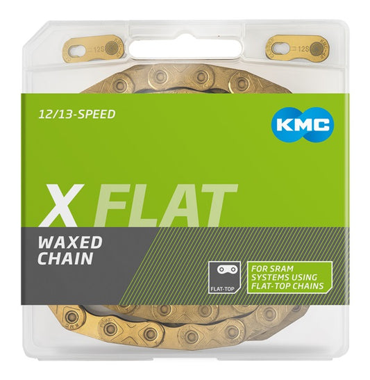 KMC | Cadena X-FLAT Waxed 12-13v 126 Eslabones -oro compatible con transmisión Sram AXS