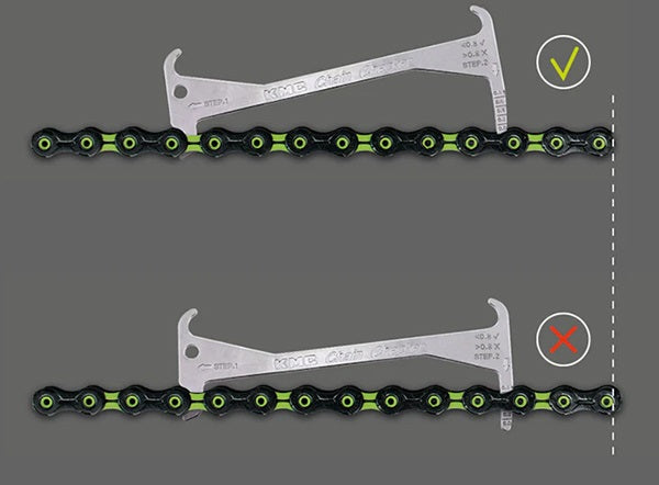 KMC | Herramienta para calibrar el desgaste de cadenas compatible Flattop