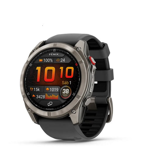 GARMIN | Fenix 8 Pro - 51mm Titanio revestimiento de DLC con correa de silicona negro-gris
