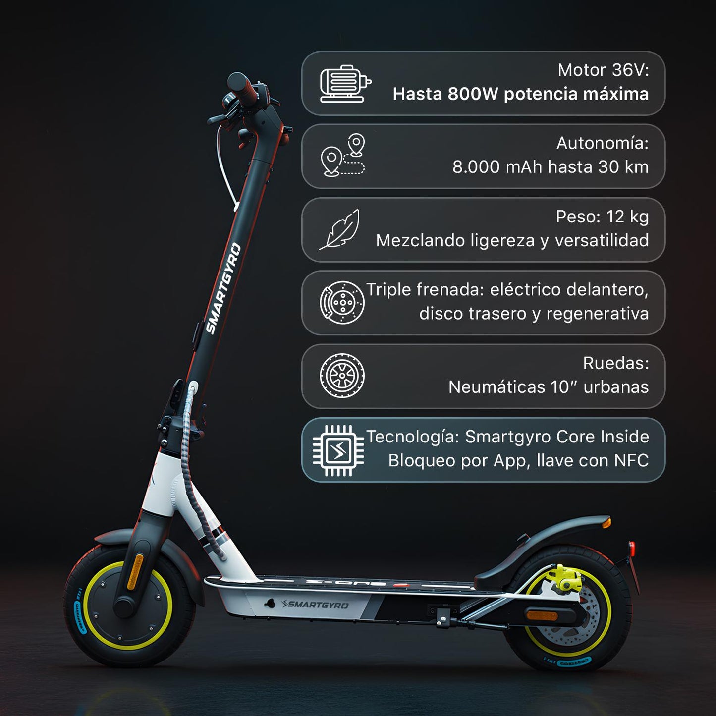 SMARTGYRO | Patinete eléctrico Z-ONE 2 gray Certificado DGT