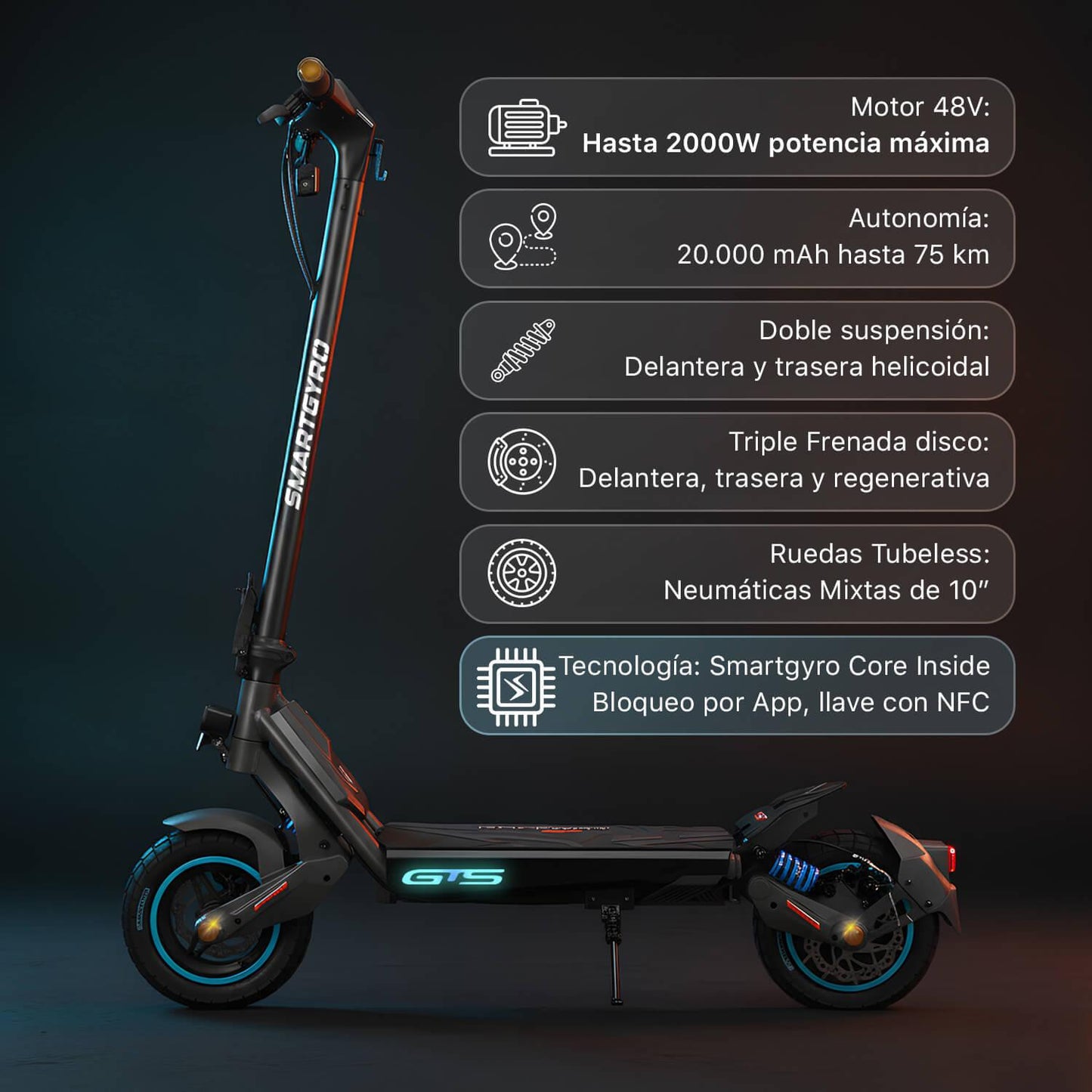 SMARTGYRO | Patinete eléctrico ROCKWAY GTS Certificado DGT