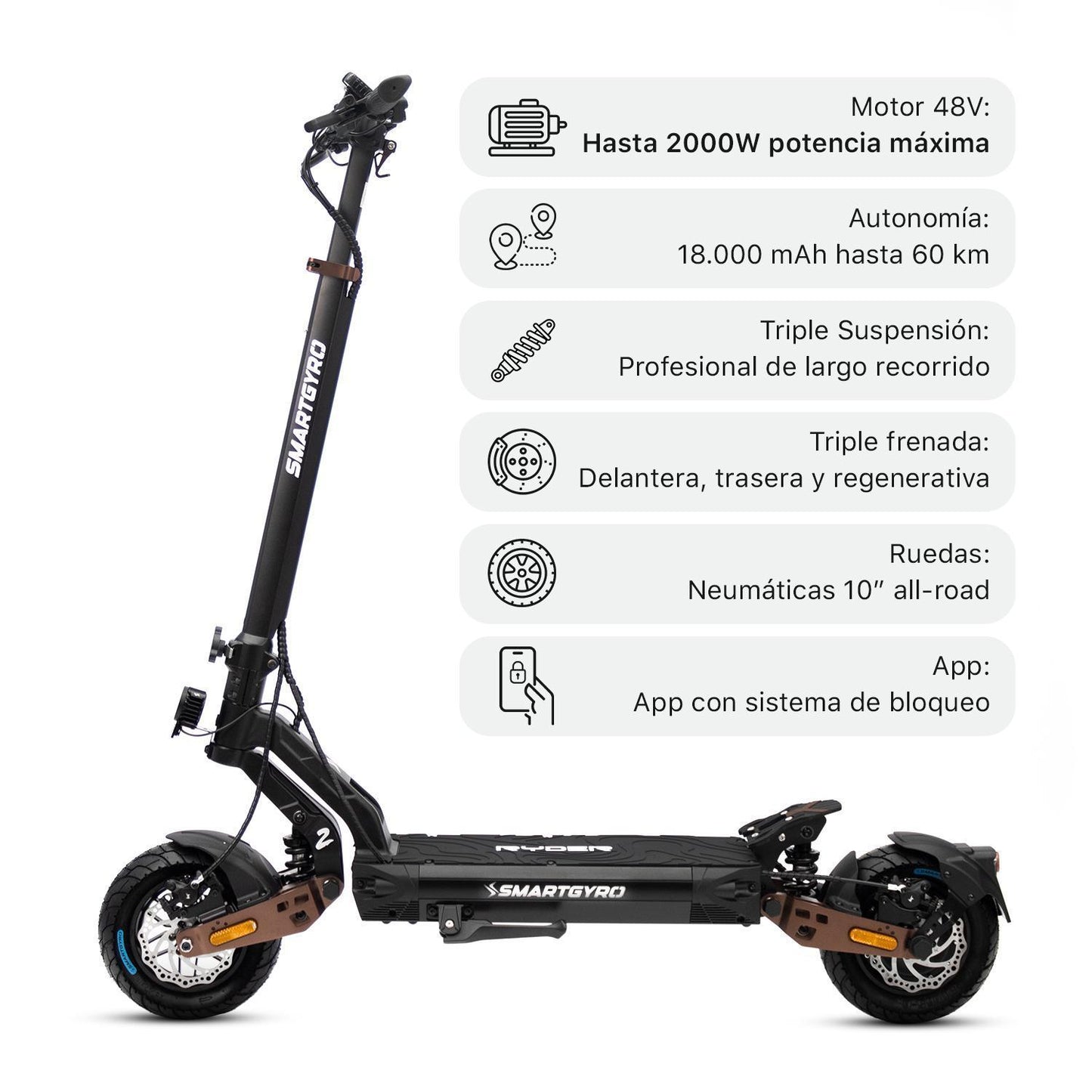 SMARTGYRO | Patinete eléctrico Ryder 2 certificado DGT