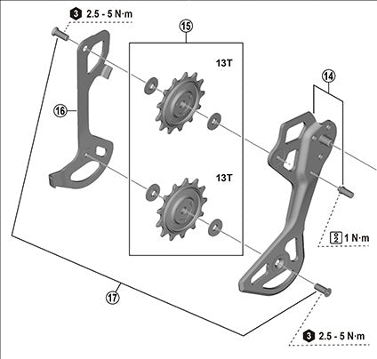SHIMANO | Conjunto de Portapoleas cambio DEORE XT RD-M8250 SGS