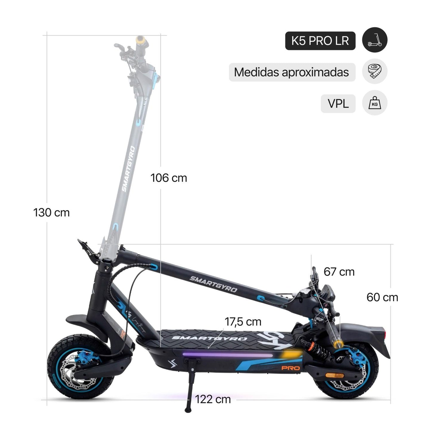 SMARTGYRO | Patinete eléctrico K5 PRO LR Certificado DGT