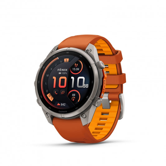 GARMIN | Fenix 9 Pro_inReach 47mm Amoled Titanio correa de silicona -naranja