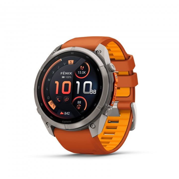 GARMIN | Fenix 9 Pro_inReach 51mm Amoled Titanio correa de silicona -naranja