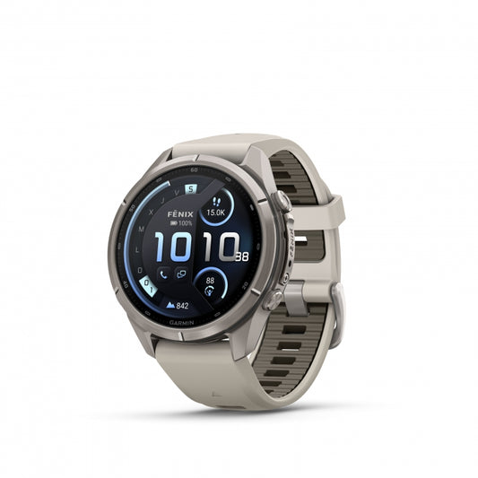 GARMIN | Fenix 9 Pro_inReach 43mm Amoled Titanio correa de silicona -blanco