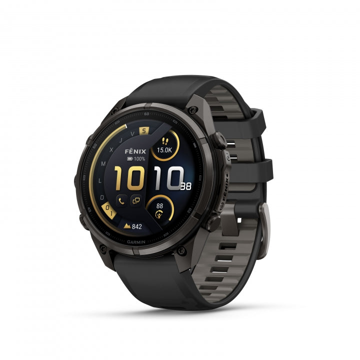 GARMIN | Fenix 9 Pro_inReach 47mm Amoled Titanio DLC gris carbon correa de silicona -negro