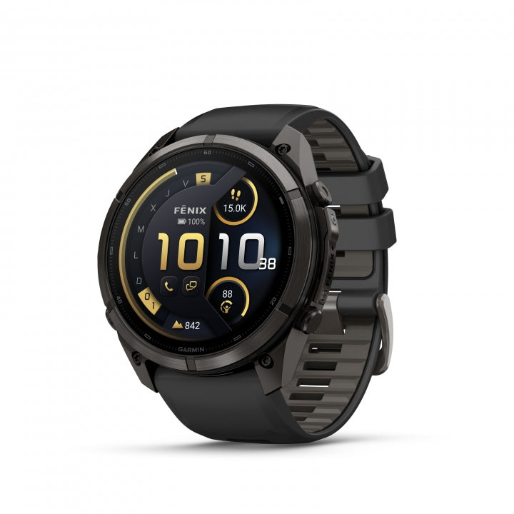 GARMIN | Fenix 9 Pro_inReach 51mm Amoled Titanio DLC gris carbon correa de silicona -negro